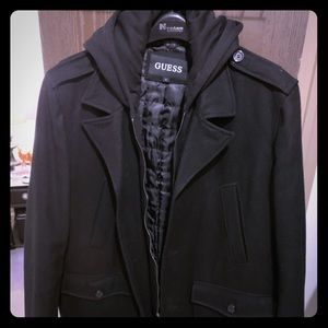 Guess Men’s Removable Hooded Peacoat Jacket